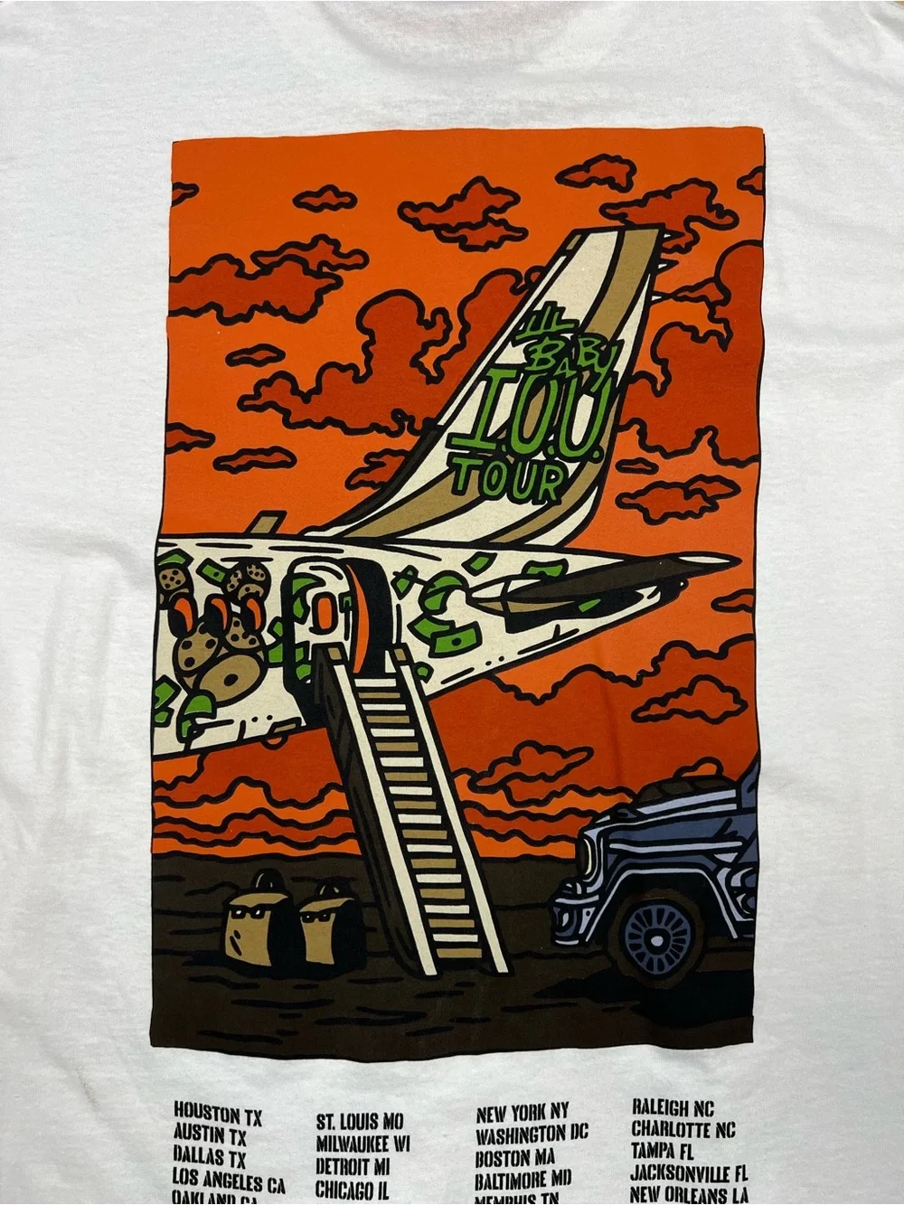 Lil’ Baby IOU Tour Merch White Graphic Concert T-Shirt